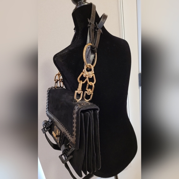 Givenchy Vintage Suede and Leather Handbag with Gold-Tone Chain Hardware Black - Picture 6 of 15